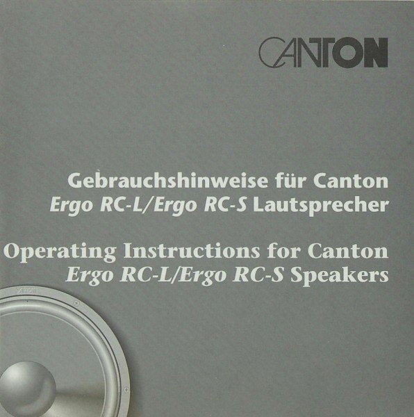 Canton Ergo RC-L / Ergo RC-S Manual