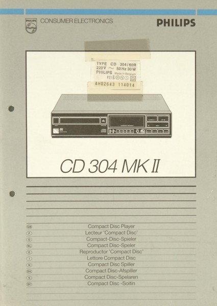 Philips CD 304 MK II Bedienungsanleitung
