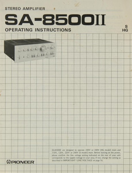 Pioneer SA-8500 II Operating Instructions
