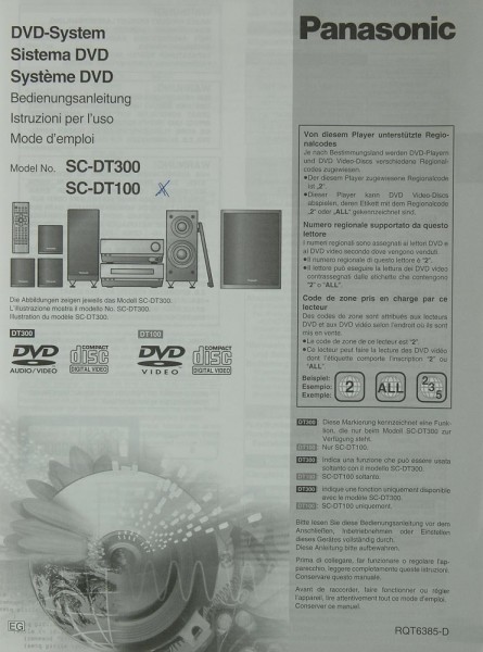 Panasonic SC-DT 300 / SC-DT 100 Bedienungsanleitung
