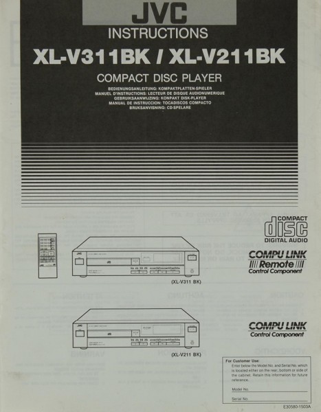 JVC XL-V 311 BK / XL-V 211 BK Manual