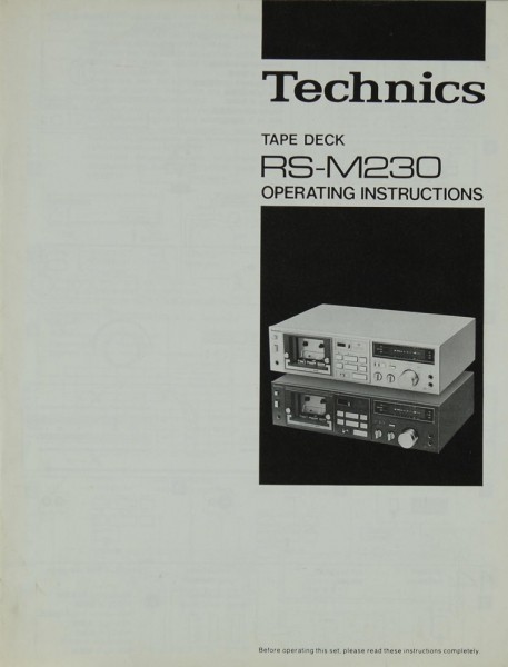 Technics RS-M 230 Manual