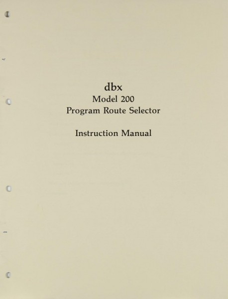 DBX Model 200 User Manual