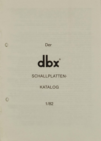 dbx Schallplattenkatalog 1/82 Prospekt / Katalog