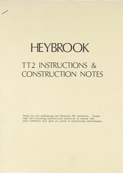 Heybrook TT 2 User manual