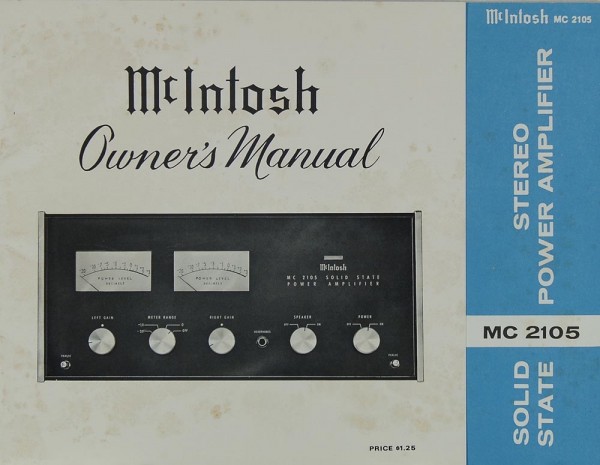 McIntosh MC 2105 Manual