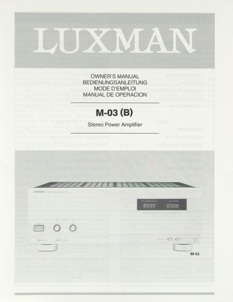 Luxman M-03 (B) Bedienungsanleitung