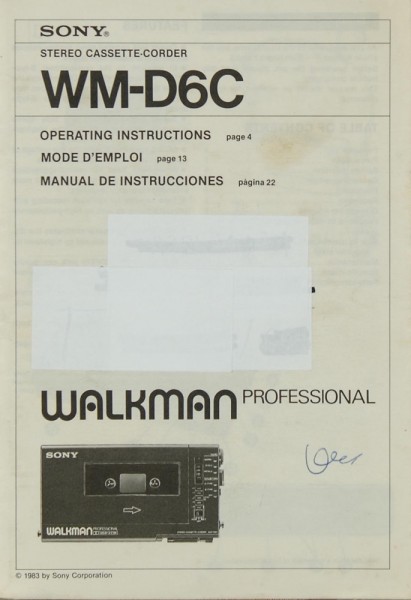 Sony WM-D 6 C User Manual