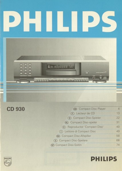 Philips CD 930 User Manual