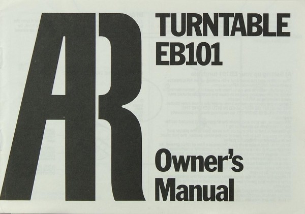 Acoustic Research EB 101 Manual