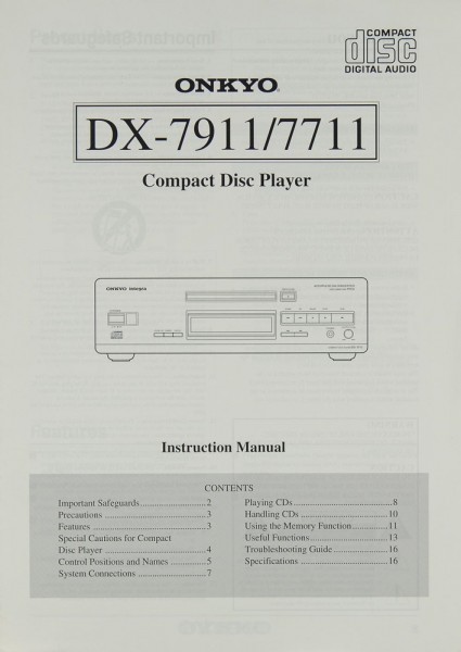 Onkyo DX-7911 / 7711 Bedienungsanleitung