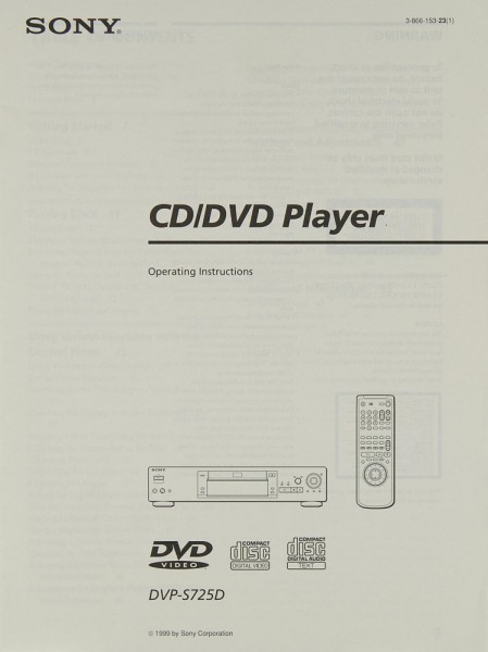 Sony DVP-S 725 D Manual