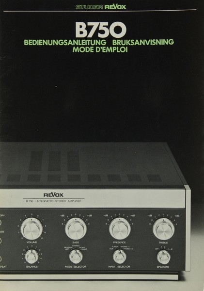 Revox B 750 Manual