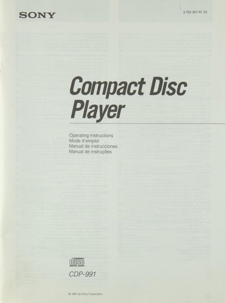 Sony CDP-991 Bedienungsanleitung