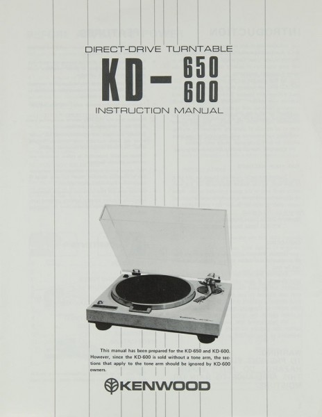 Kenwood KD-650 / KD-600 Operating Instructions