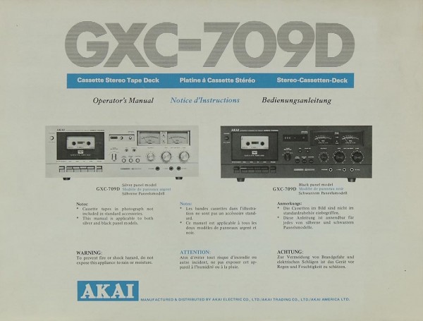 Akai GXC-709 D Bedienungsanleitung