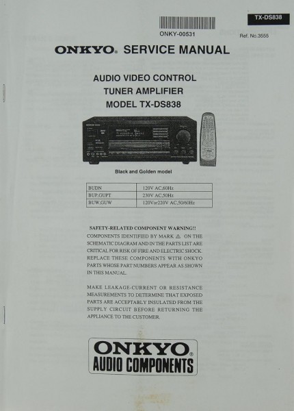 Onkyo TX-DS 838 Schaltplan / Serviceunterlagen