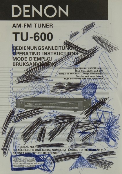 Denon TU-600 Bedienungsanleitung