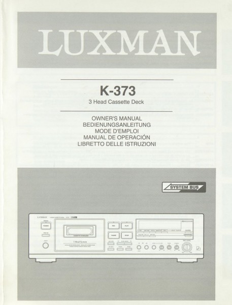 Luxman K-373 Operating Instructions