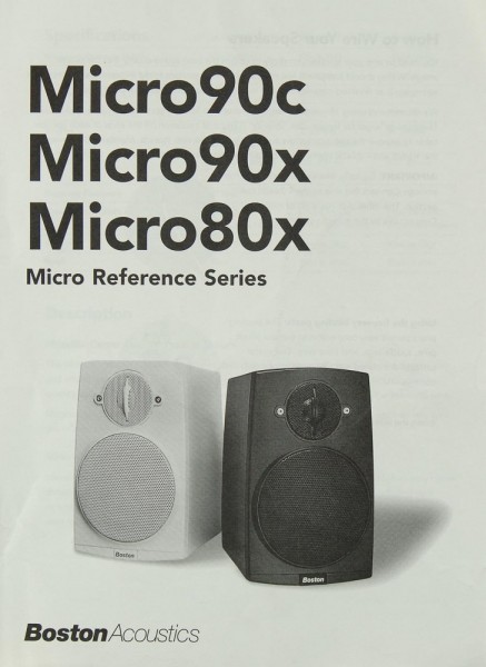 Boston Acoustics Micro 90c / 90x / 980x Bedienungsanleitung