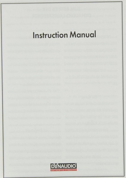 Dynaudio General Operating Instructions