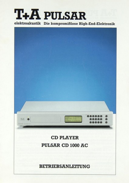 T + A PULSAR CD 1000 AC Operating Instructions