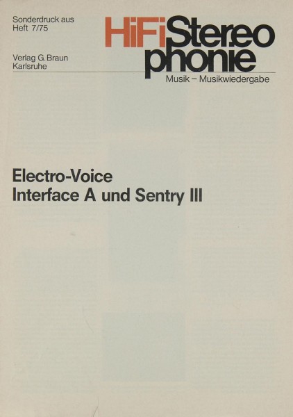Electro-Voice Interface A / Sentry III Prospekt / Katalog