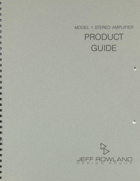 Jeff Rowland Model 1 User Manual