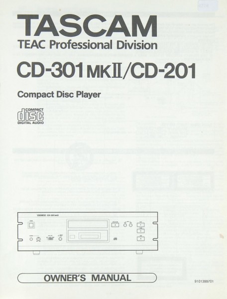 Tascam / Teac CD-301 MK II / CD-201 Bedienungsanleitung