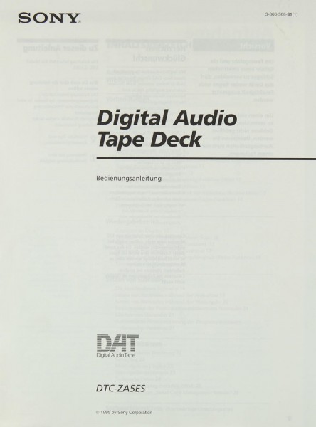 Sony DTC-ZA 5 ES Manual