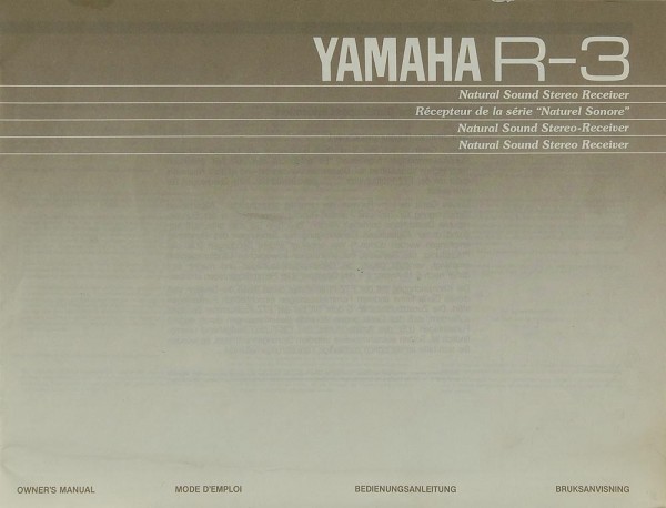 Yamaha R 3 Manual