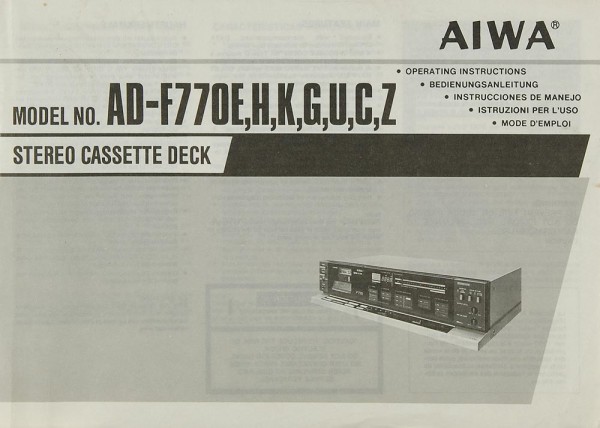 Aiwa AD-F 770 E/H/K/G/U/C/Z Operating Instructions