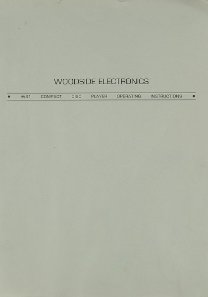 Woodside WS 1 Operating Instructions