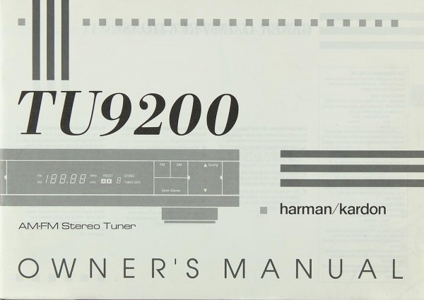 Harman / Kardon TU 9200 Manual