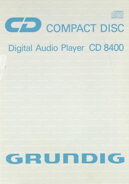 Grundig CD 8400 Operating Instructions