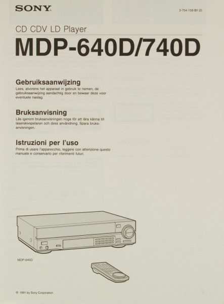 Sony MDP-640 D / 740 D Owner&#039;s Manual