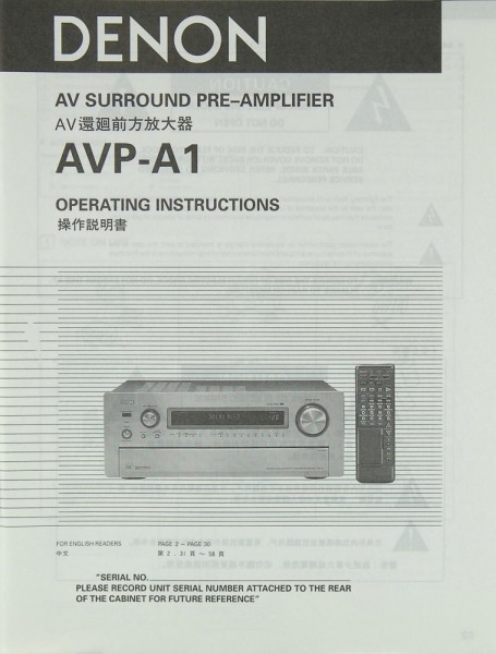 Denon AVP-A1 Manual