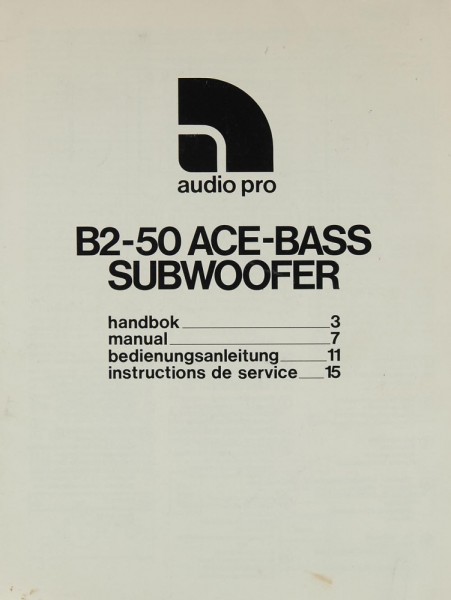 Audio Pro B2-50 Bedienungsanleitung