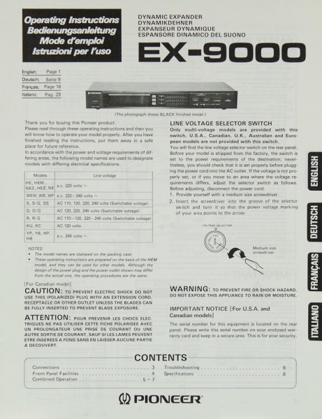 Pioneer EX-9000 User Manual