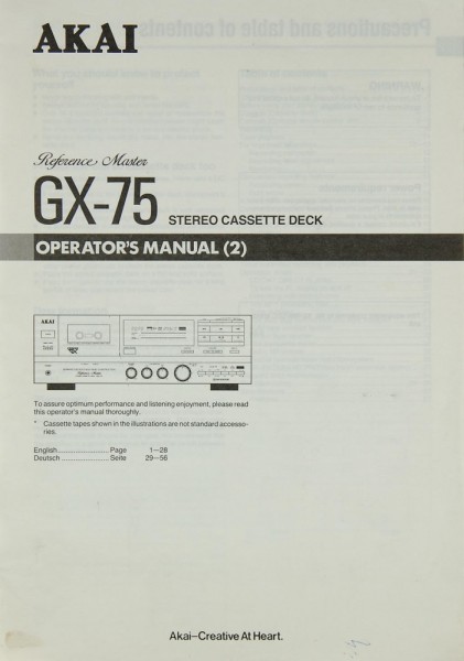 Akai GX-75 Operating Instructions