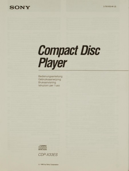 Sony CDP-X 33 ES User Manual