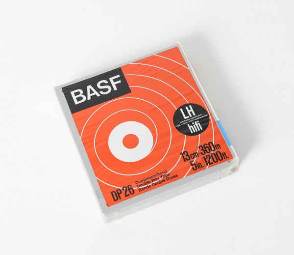 BASF DP26 LH 13cm DIN Tonbandspule Kunststoff mit Band + Archivbox NEU!