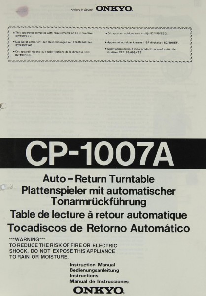 Onkyo CD-1007 A Operating Instructions