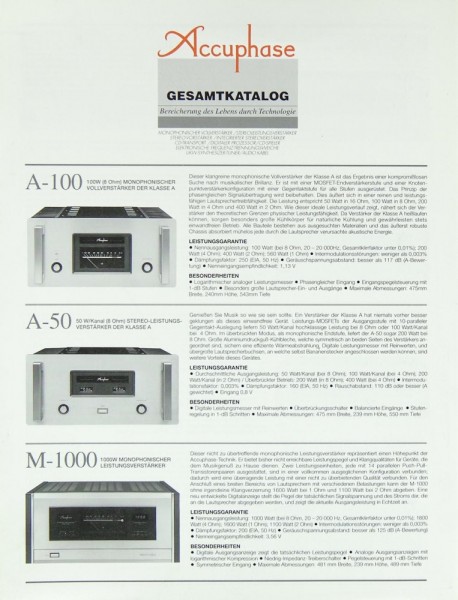 Accuphase Main catalogue brochure / catalogue
