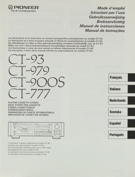 Pioneer CT-93 / 979 / 900 S / 777 User Manual