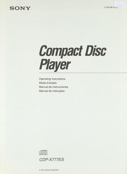 Sony CDP-X 777 ES User Manual