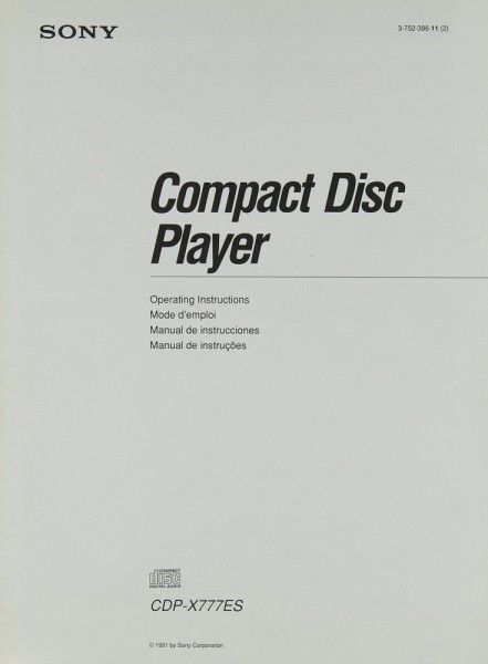Sony CDP-X 777 ES Manual