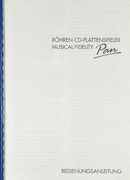 Musical Fidelity Pan Bedienungsanleitung