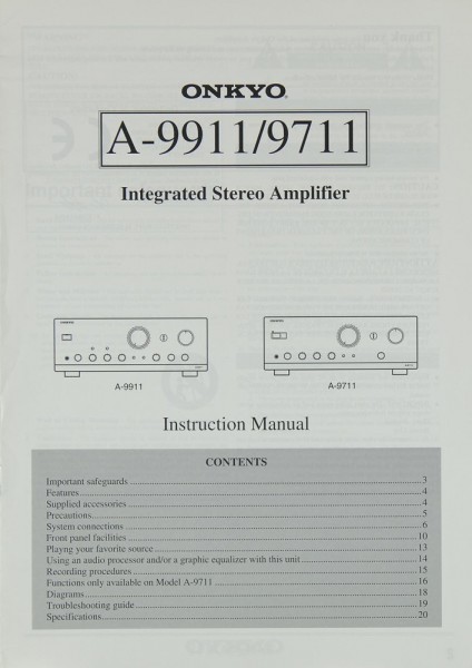 Onkyo A-9911 / 9711 Manual