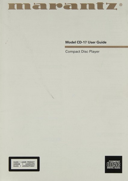 Marantz CD-17 Manual